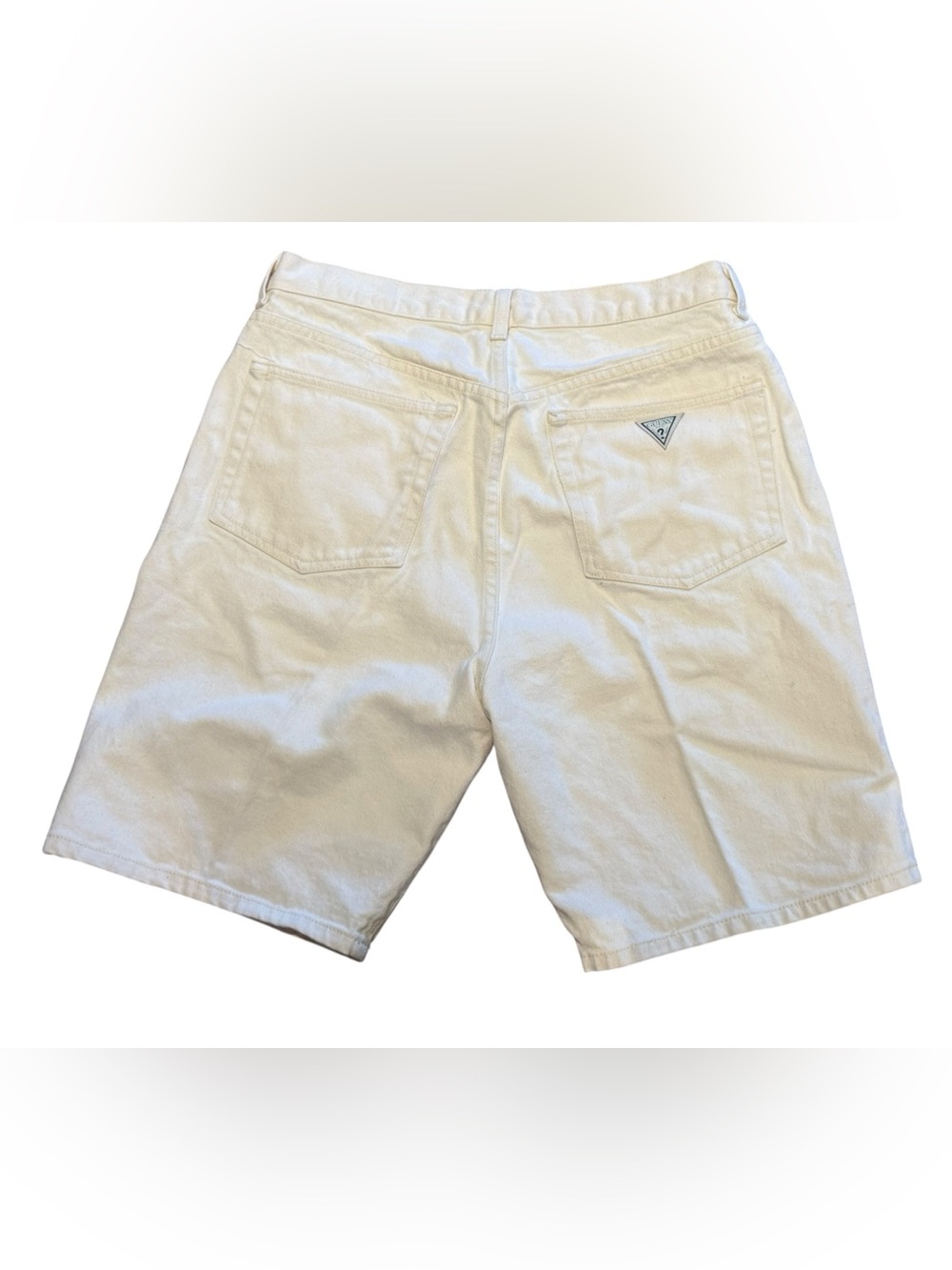 Vintage Guess Ivory Cotton Relaxed Fit Shorts Womens 33 x 09 Made in The USA